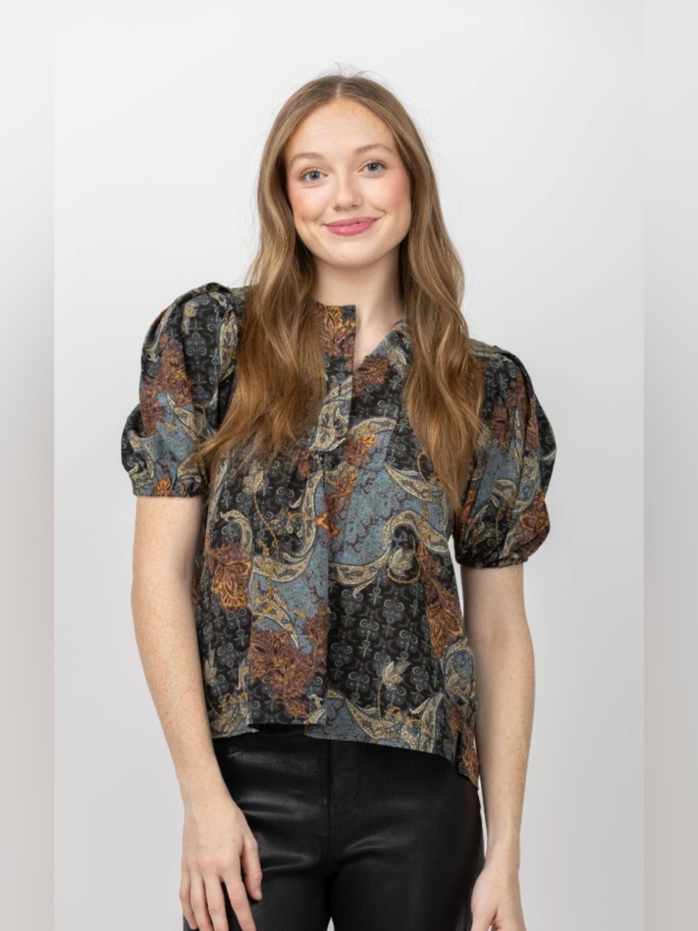 Ulla Johnson Lila Blouse in Azure/Blue Paisley
